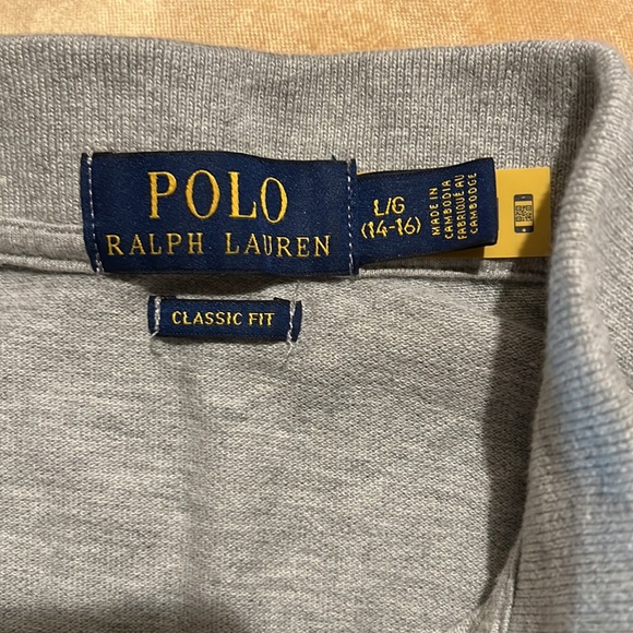Boys large gray Ralph Lauren Polo short sleeve - Picture 2 of 2